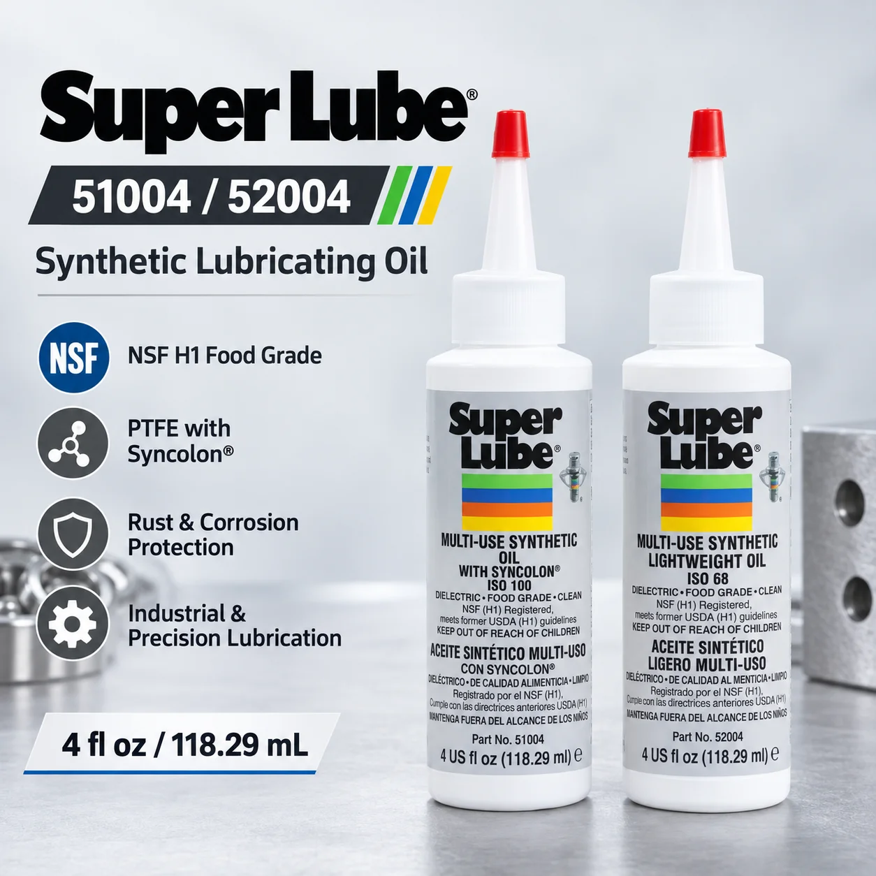 Original Super Lube 52004 51004 Synthetisches Öl Lebensmittelqualität NSF H1 Schmiermittel für 3D-Drucker Lager Ketten Getriebe Maschinen
