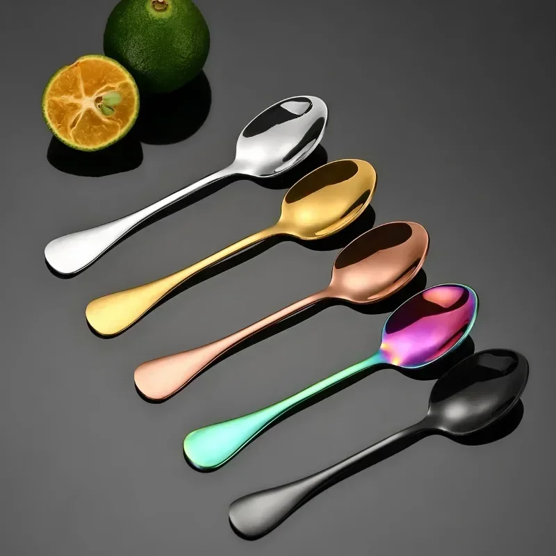 Stainless Steel Mini Shovel Spoons 304 Stainless Steel Seasoning Spoon Coffee Spoon Ice Cream Dessert 9cm Mini Stirring Kitchen Accessories Gift