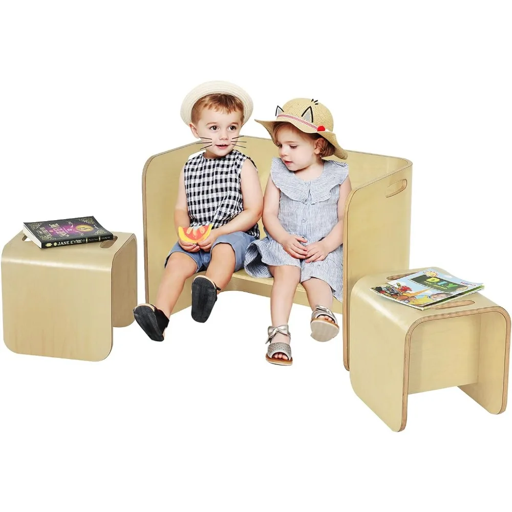 Children Furniture Sets, Wood Activity Table, Bench, Storage Shelves, Desk for Children Reading,  Children Furniture Sets images - 6