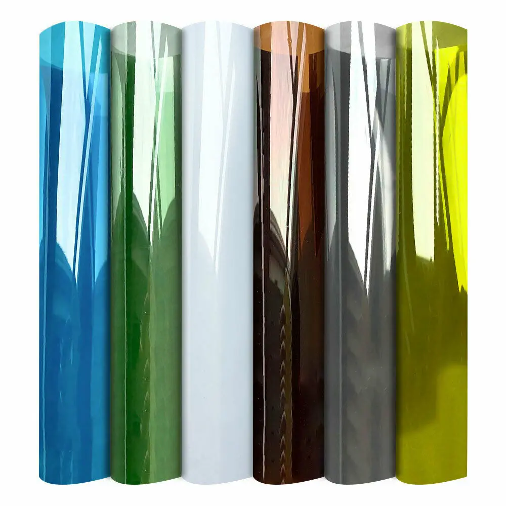 Description Picture 2 of item20x30cm 6pcs Bundle Transparent Decorative Window Film Anti UV Colorful Adhesive Vinyl Sheets Glass Film for Festival Home Decor