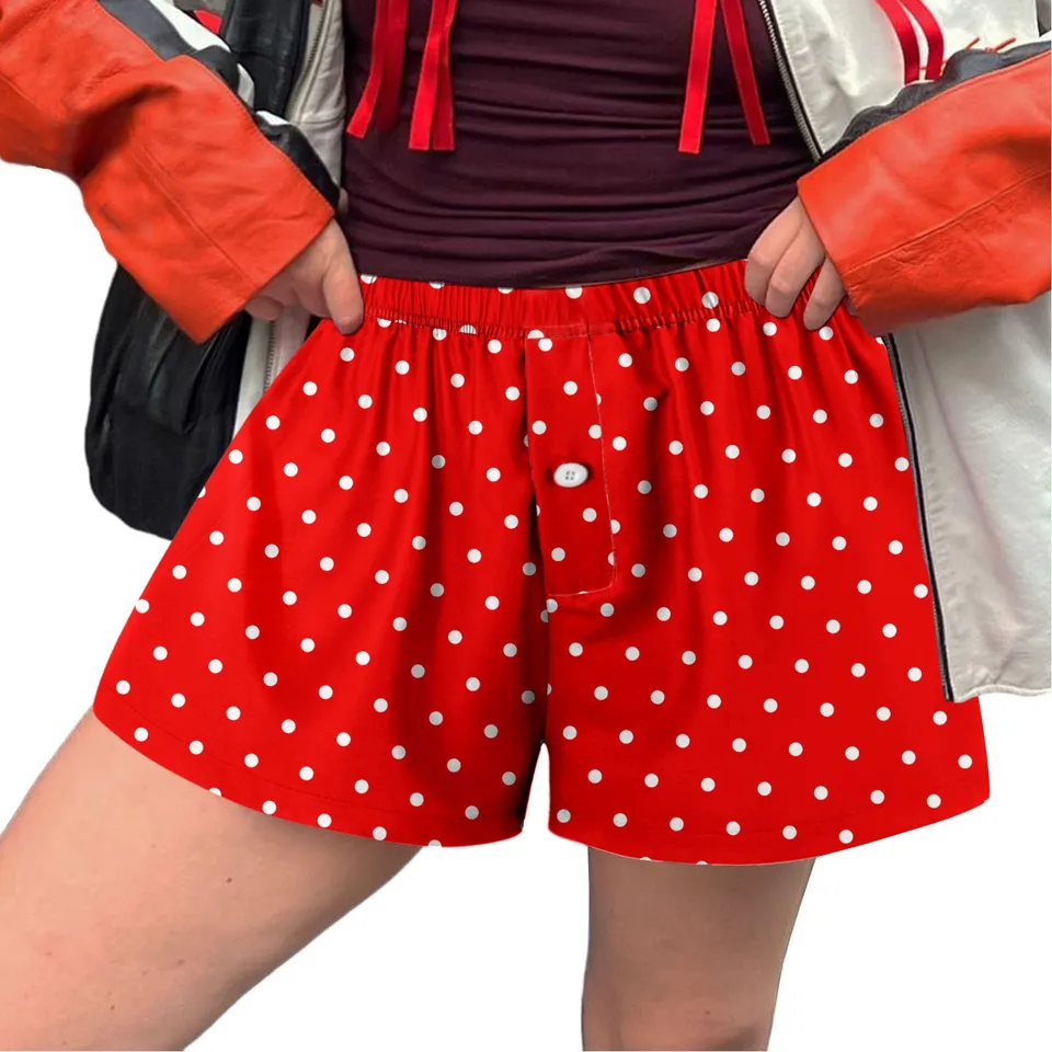 Womens Lightweight Cute Heart Print Boxer Shorts