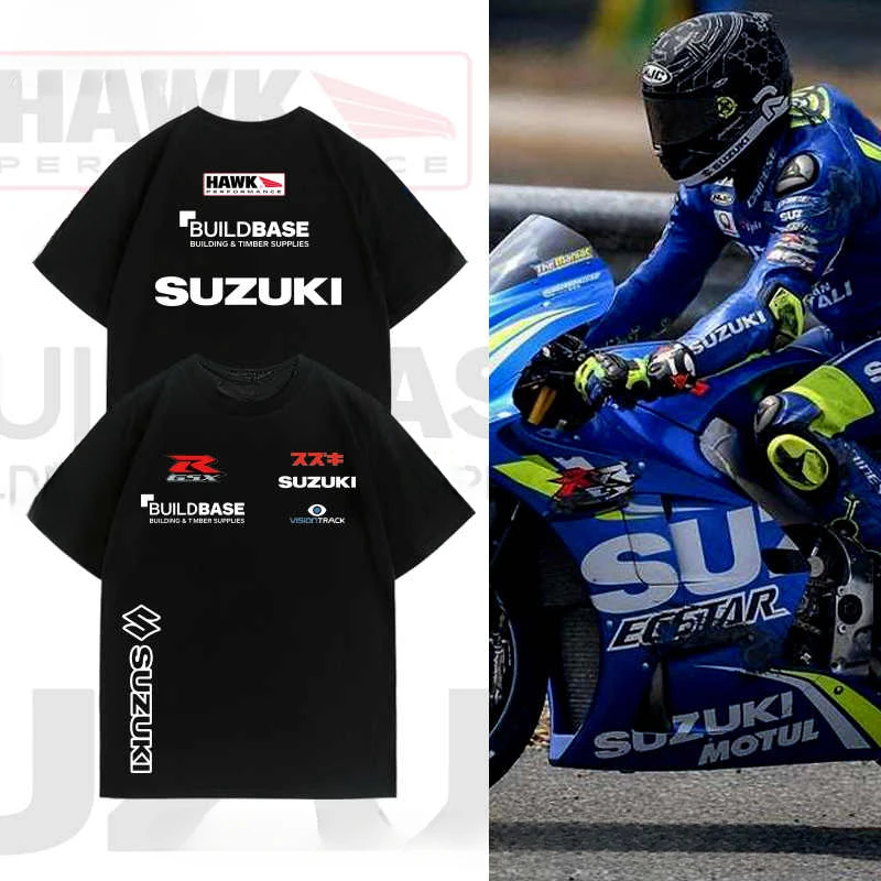 Suzuki MoToGP Team Cycling Wear Motorcycle Round Neck T-shirt Loose Short Sleeve Men and Women Pure Cotton Printing Summer t shirt,cotton t shirt
