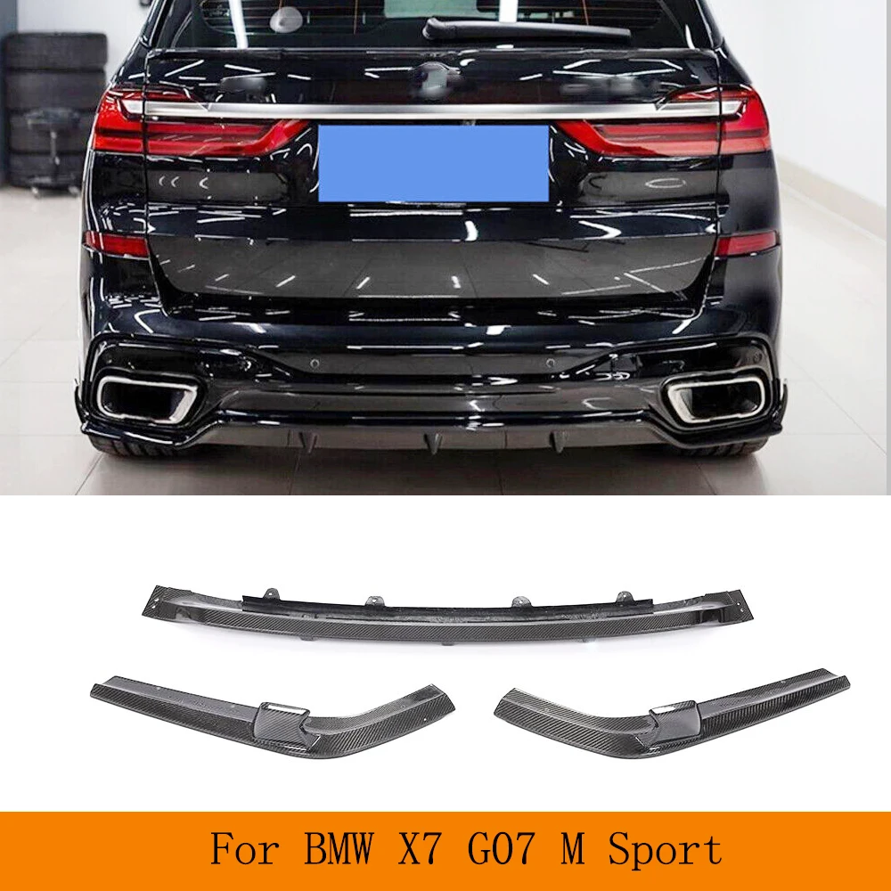 

3PCS Carbon Fiber Rear Bumper Diffuser Lip for BMW X7 G07 2019-2023 M-SPORT 4-Door Real Carbon Rear Bumper Lip Spoiler Diffuser