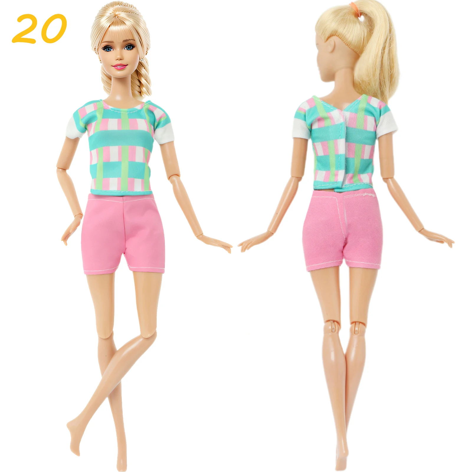 1 Set Fashion Multicolor Outfit Wave Point Dress Shirt Denim Grid Skirt 11.5 Inch 11.8" 30cm Girl Doll Accessories Clothes