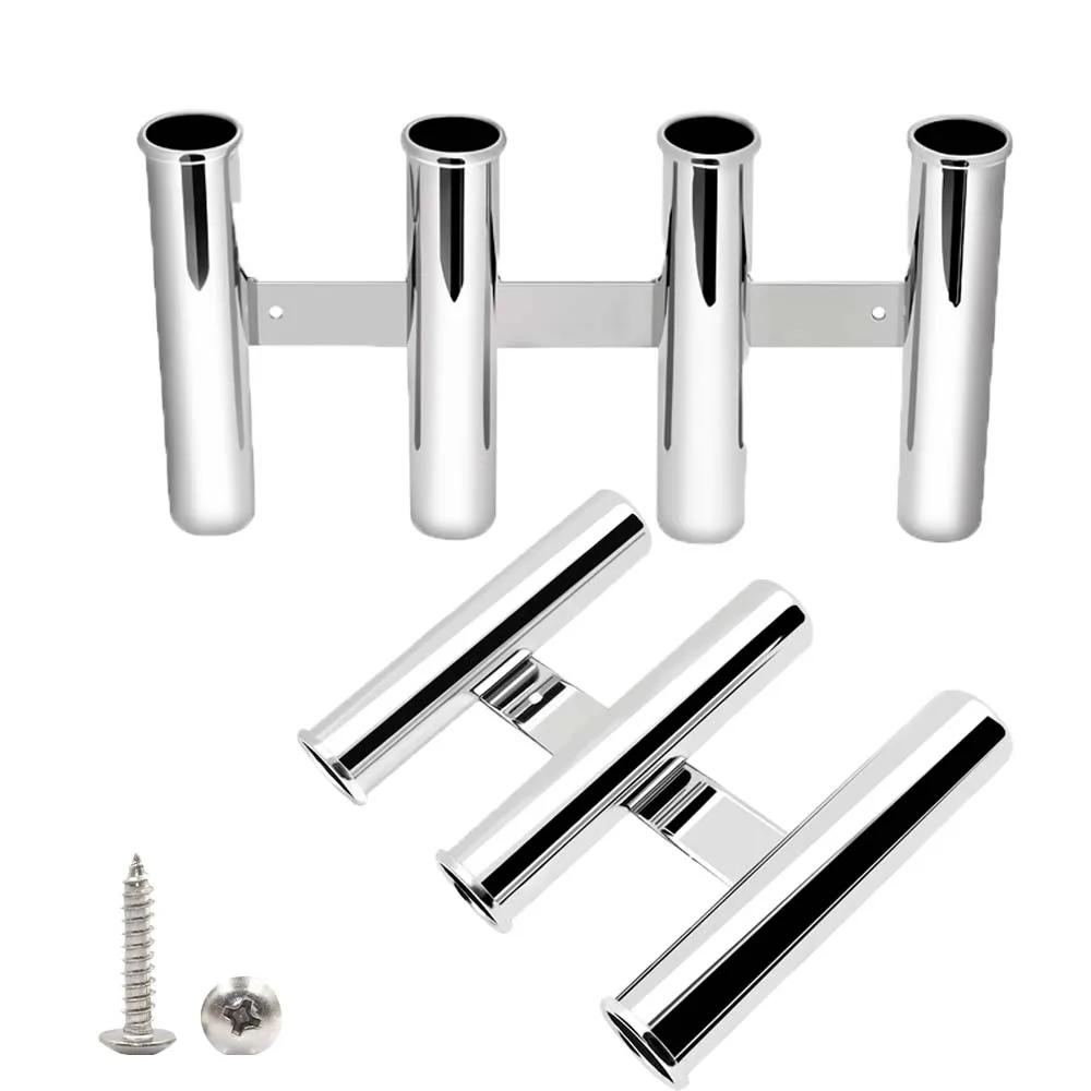 Stainless Steel 3/4 Tube Clamp on Fishing Rod Holder For Boat Mirror Polished Rack Marine Hardware Accessories For Yacht cabinet door handles closet handles 10 piece set of polished cabinet knobs for easy dresser wardrobe hardware installation