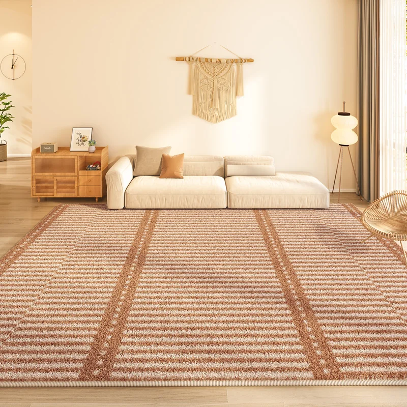Living Room Light Luxury Gray Imitation Cashmere Carpets Bedroom Anti-slip and Dirty Bedside Rug Study Room Line Decoration Rugs