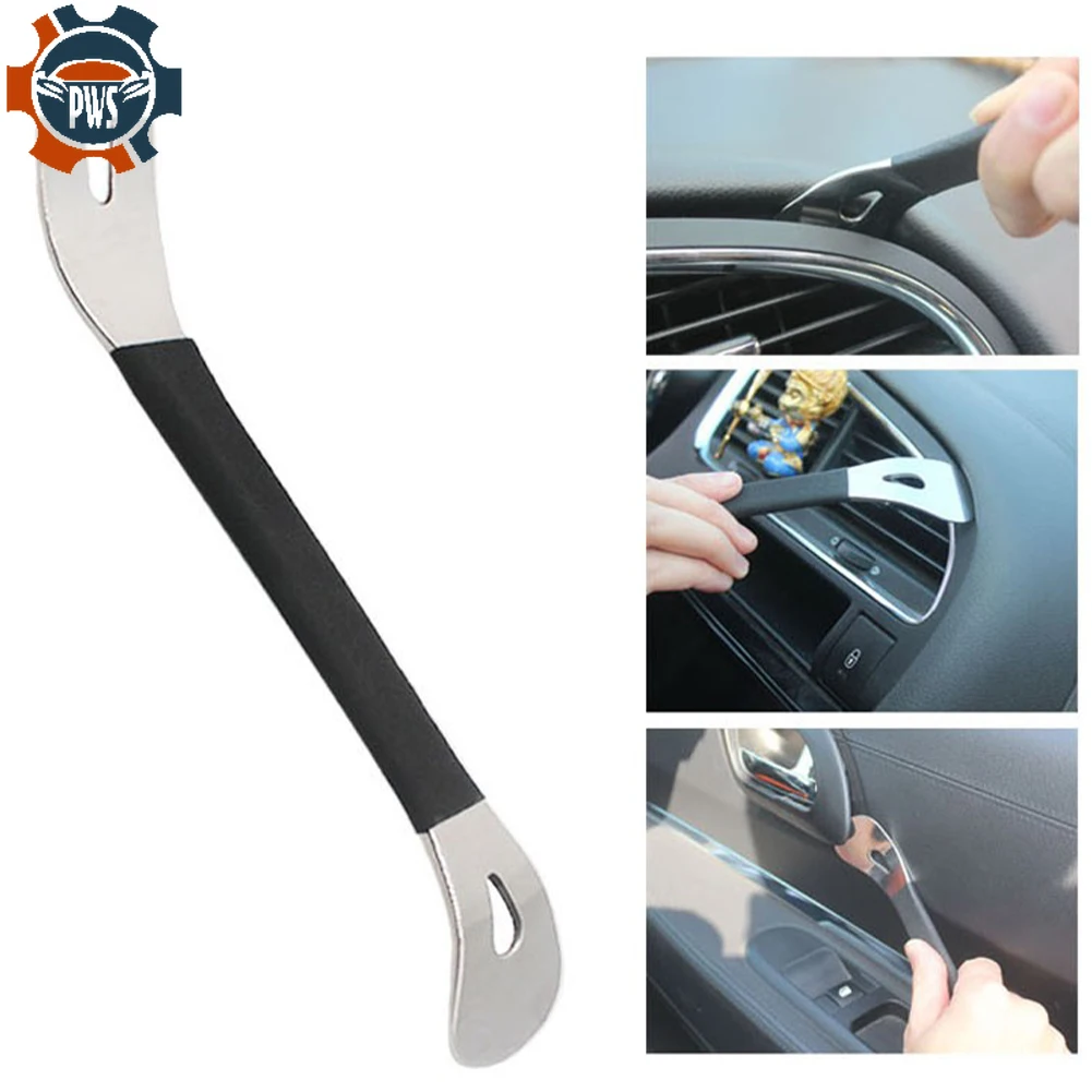 Car Stainless Steel Trim Removal Tool Auto Trim Puller Pry Bar Dual Ends Pry Tool for Door Panel Audio Terminal Fastener Remover