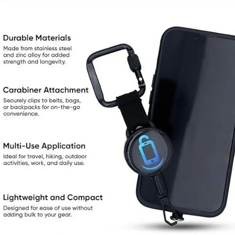 ClutchLoop Anti-Theft Phone Tether - Retractable Steel Cable With Universal Anchor & Carabiner