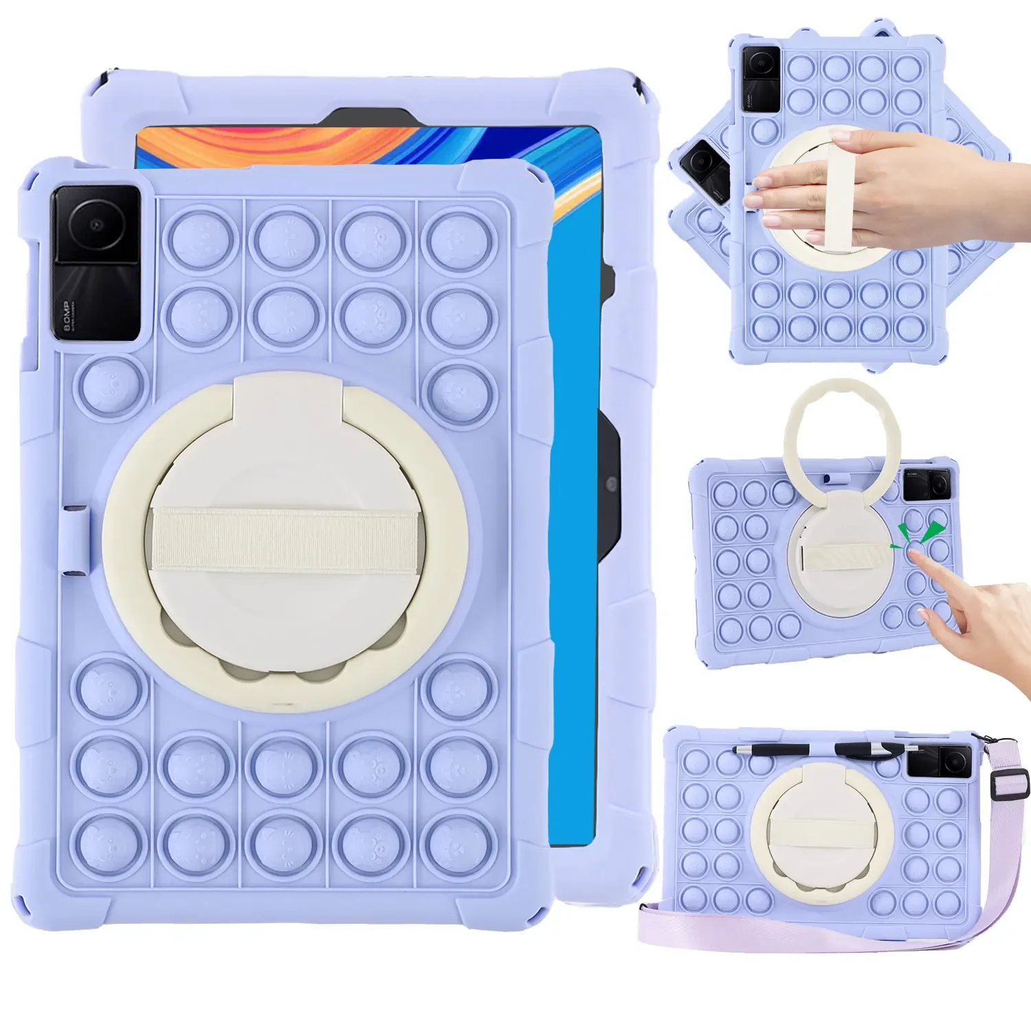 Capa de Silicone Bolha Macia para Crianças Capa para Xiaomi Redmi Pad se mi Pad 11 Pro 11 Funda e Alça de Ombro 2023