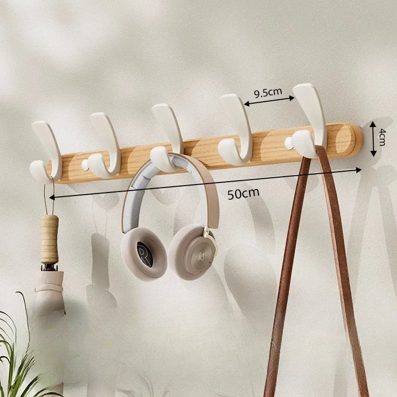 Solid Wood Wall Hanging Hooks Fitting Room Coat Rack Entrance Hall Clothes Hat Towel Hanging Hooks No Punching