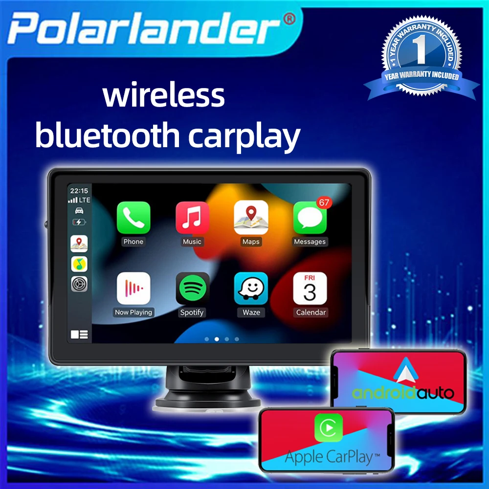 

Portable Wireless Carplay Androidauto Universal 7'' 2.5D IPS Touch Screen Car Radio Camera MirrorLink Bluetooth for VW Toyota