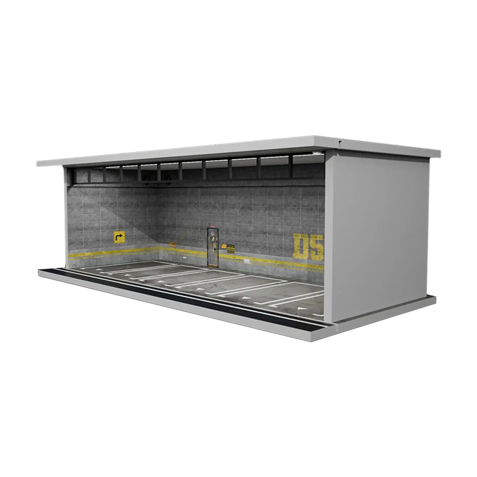 1/64 Vehicle Model Display Case Display Stand with Parking Lot Scene with LED Lights for Sports Car Model Collectors Toy Cars 3