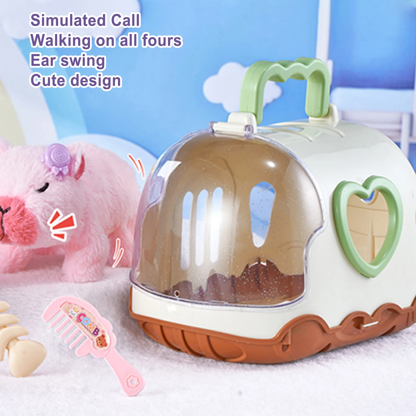 Electric Capybara Walking Doll Toy With Sound Children's Electric Plush Dolls Toy Animal Capybara Plush Figure Set Random Color 6