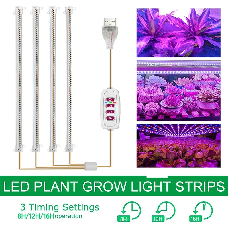 LED Plant Grow Light Timing Usb Full Spectrum Hydroponics Growing Lamps for Succulent Flowers Seedling Indoor Cabinet Lamp