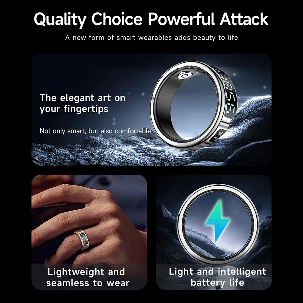 RS08 Smart Ring IP68Waterproof Health Fitness Sport Wrist Men Women's Rings Heart Rate Blood Oxygen Sleep Monitor For iPhone iOS