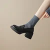 Women Leather Platform Loafers Fashion Slip on Chunky Shoes Retro Style Female Officel Pumps Moccasins Women's Mary Jane Shoes 1