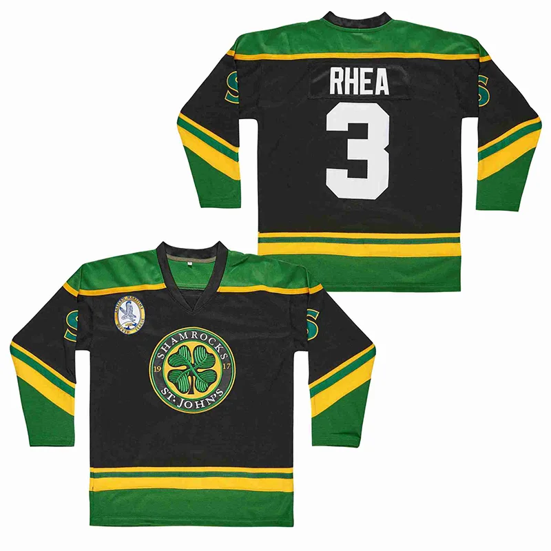 Ijshockey Jersey St John 'S Shamrocks Retro 3 # Rhea Truien Naaien Borduurwerk Outdoor Sportkleding Groen Zwart Wit 2023 Nieuw