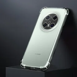 Enhanced Shockproof Silicone Phone Case with Thickened Airbag Design and Anti-Drop Corners for Mate 70 Pro Plus (Clear)