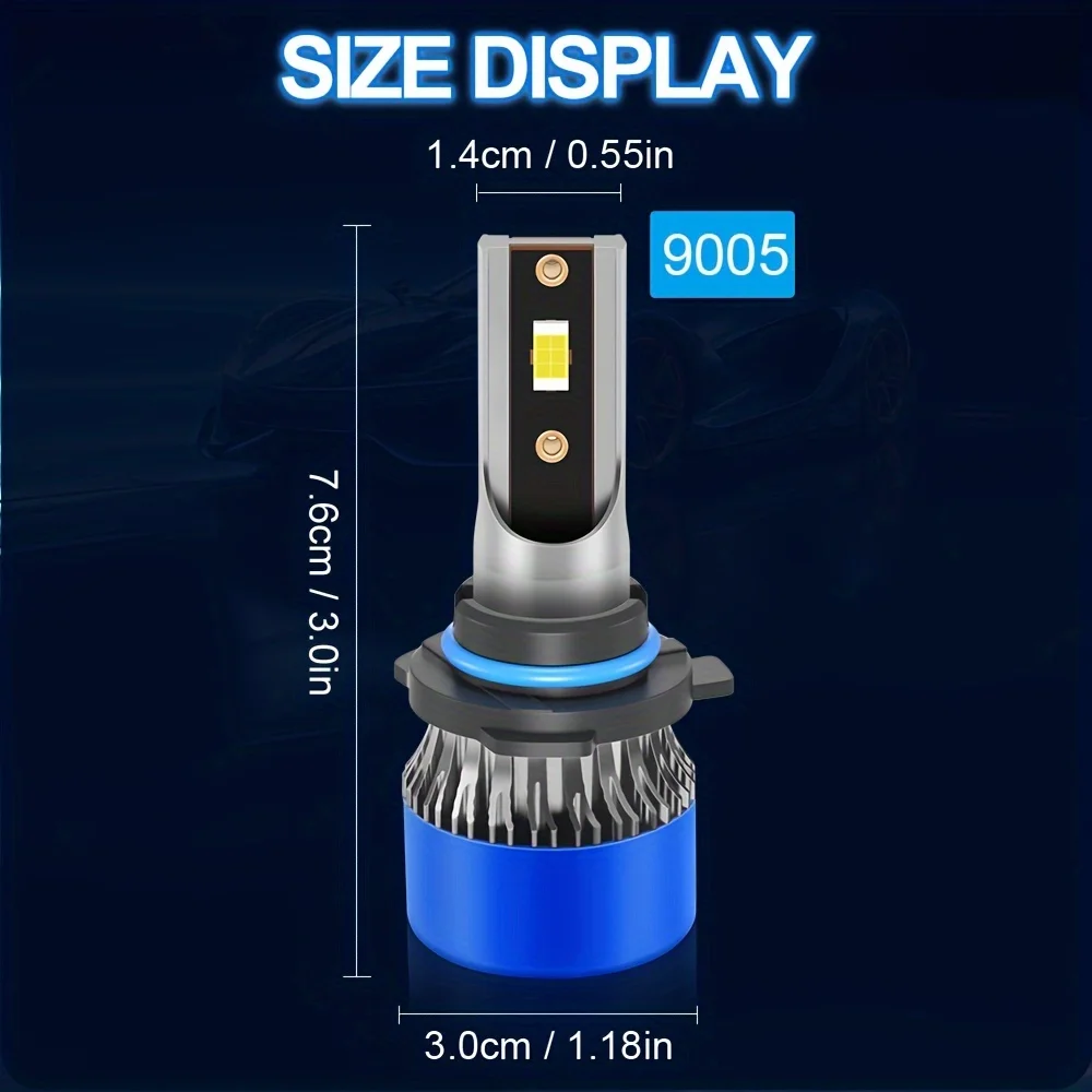 9005/HB3 LED Headlight Bulb Fit for Hyundai ACCENT 4 (2010-), 6000K White Lamp 800% Brightness, 190W/pair High Power,2pcs