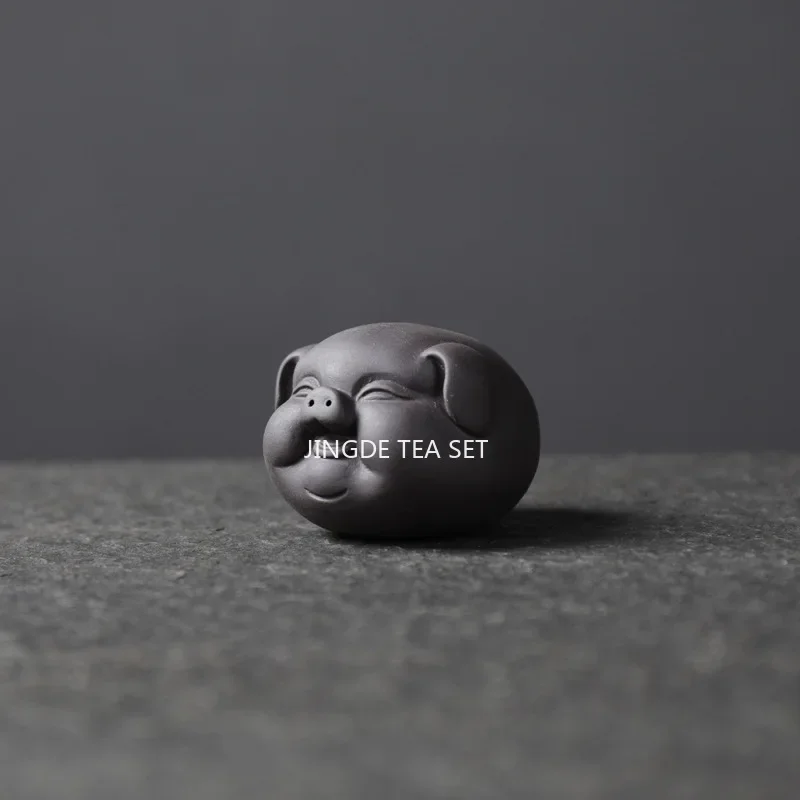 1Pcs Tea Pet Purple Clay Lovely Pig Ornament Small Tea Pets Tea Table Lucky Decoration Accessories