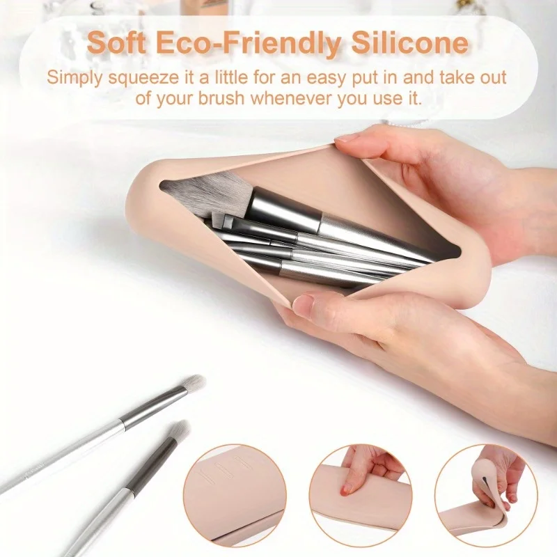 Travel Makeup Brush Holder,Silicon Trendy And Portable Cosmetic Face Brushes thumbnail 7
