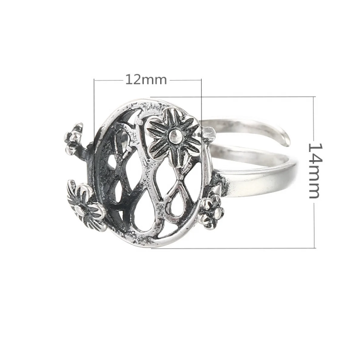 10X10 12X12 12X14 MM Adjustable Ring Blank Base 925 Sterling Silver Cabochons Bezel Ring Setting Diy Findings Accessories
