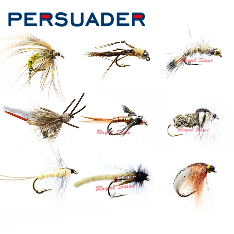 4 Pz/5 Pz In Scatola 14 #12 #10 # Artificiale Mayfly Stonefly Caddis Ninfa Mosche Scend Bug Mosche Grigio Trota Pesca Insetto Fly Lure