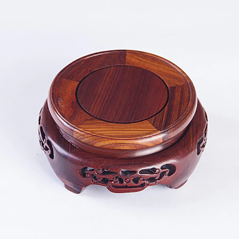 Wooden Pedestal Display Stand, Solid Wood Carving, Handicraft, Decorative Base for Craft Tea Set, Teapot Plants, Ornaments Dis
