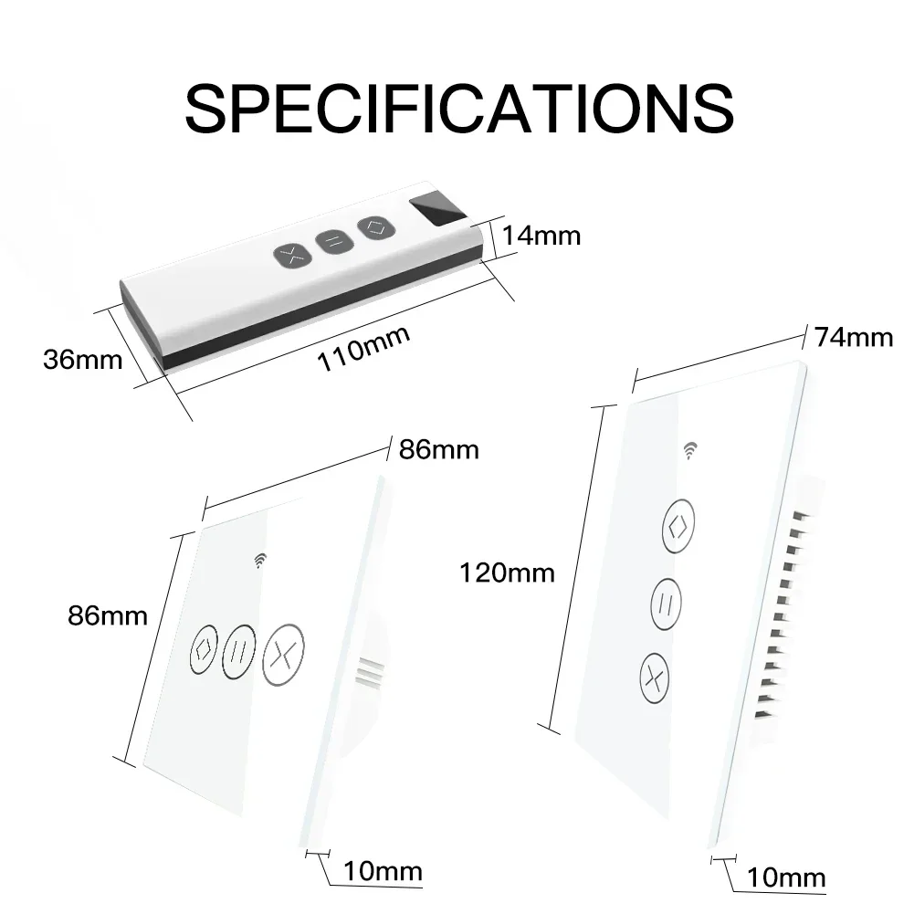 ZigBee RF 스마트 터치 커튼 스위치 롤러 블라인드 셔터, 투야 스마트 앱 무선 제어 릴레이 상태, 알렉사 구글과 작동