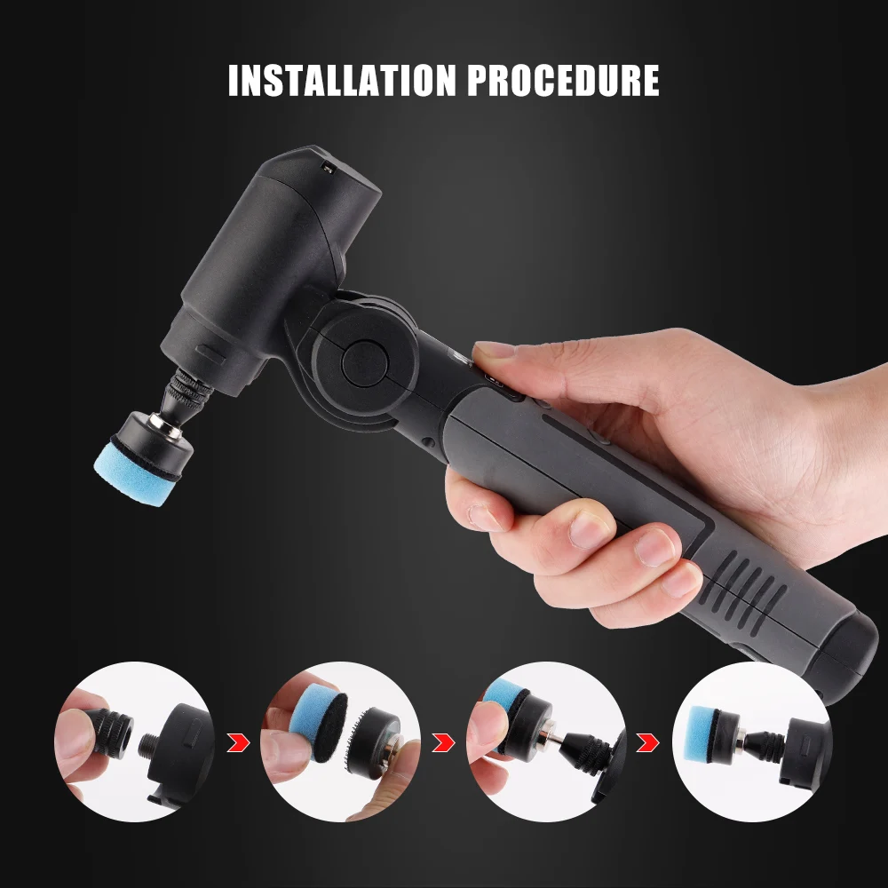 SPTA Cordless Mini Car Polisher 3.7V Micro Portable Scratches Killer Machine Rotary Dual Action Rechargable Auto Detailing