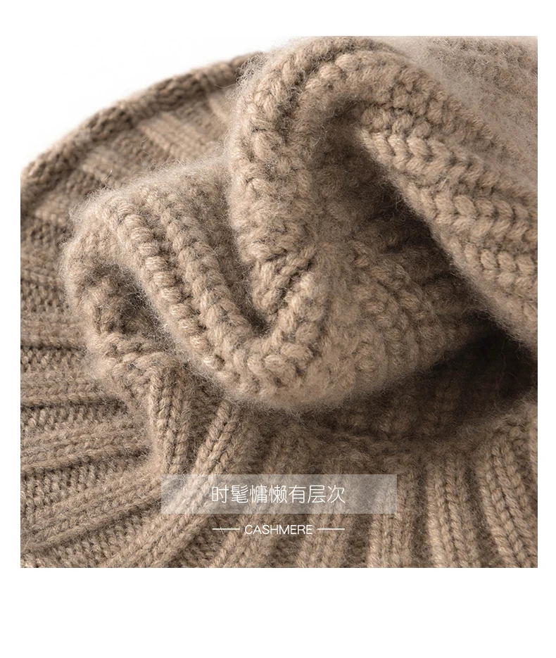 Premium 100% Kaschmir Bucket Hat im Koreanischen Stil, Warmer Herbst-Winter-Mode-Strickhut, Vielseitiger Kälteschutz-Hut – Detail 2