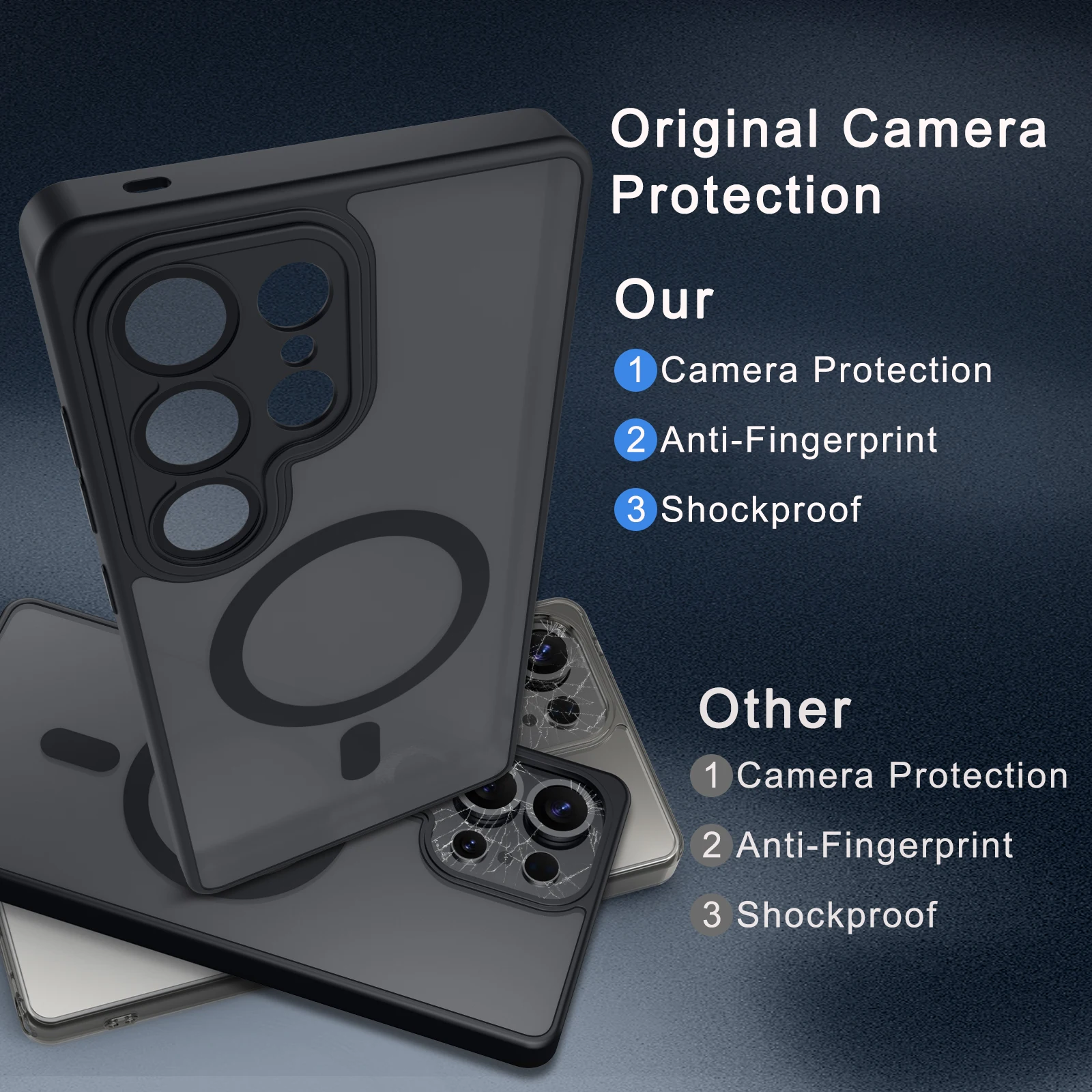 Luxury Magnetic Matte Translucent Armor Shockproof Magsafe Case Cover