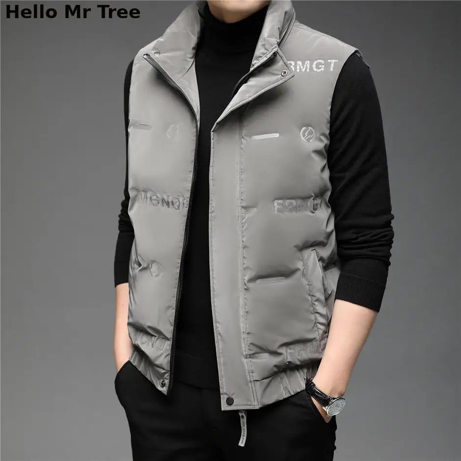 

White Duck Down Vest Men Clothing Winter New Arrival Parkas Big Pocket Zipper Stand Collar Warm Sleeveless Jacket