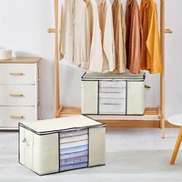 1/2/4/6pcs Storage Bag With Handles, Portable Clothes Storage Bag With Zipper For Clothes, Quilts, Household Wardrobe Organizer 2