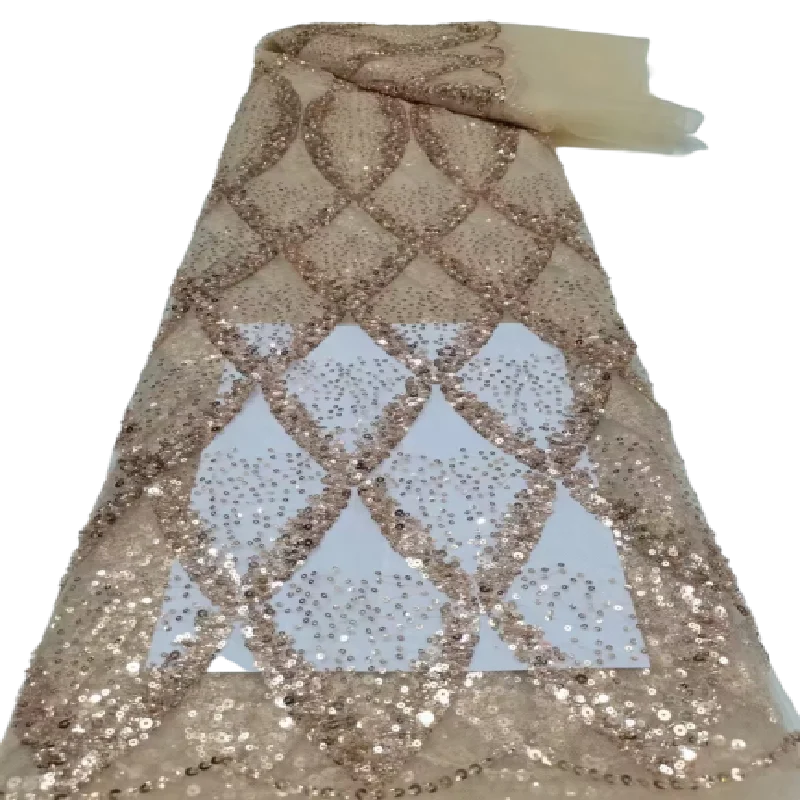 

African Lace Fabric 2022 High Quality Nigerian Lace Fabrics 5 Yards French Sequence Lace Fabric For Wedding Dress