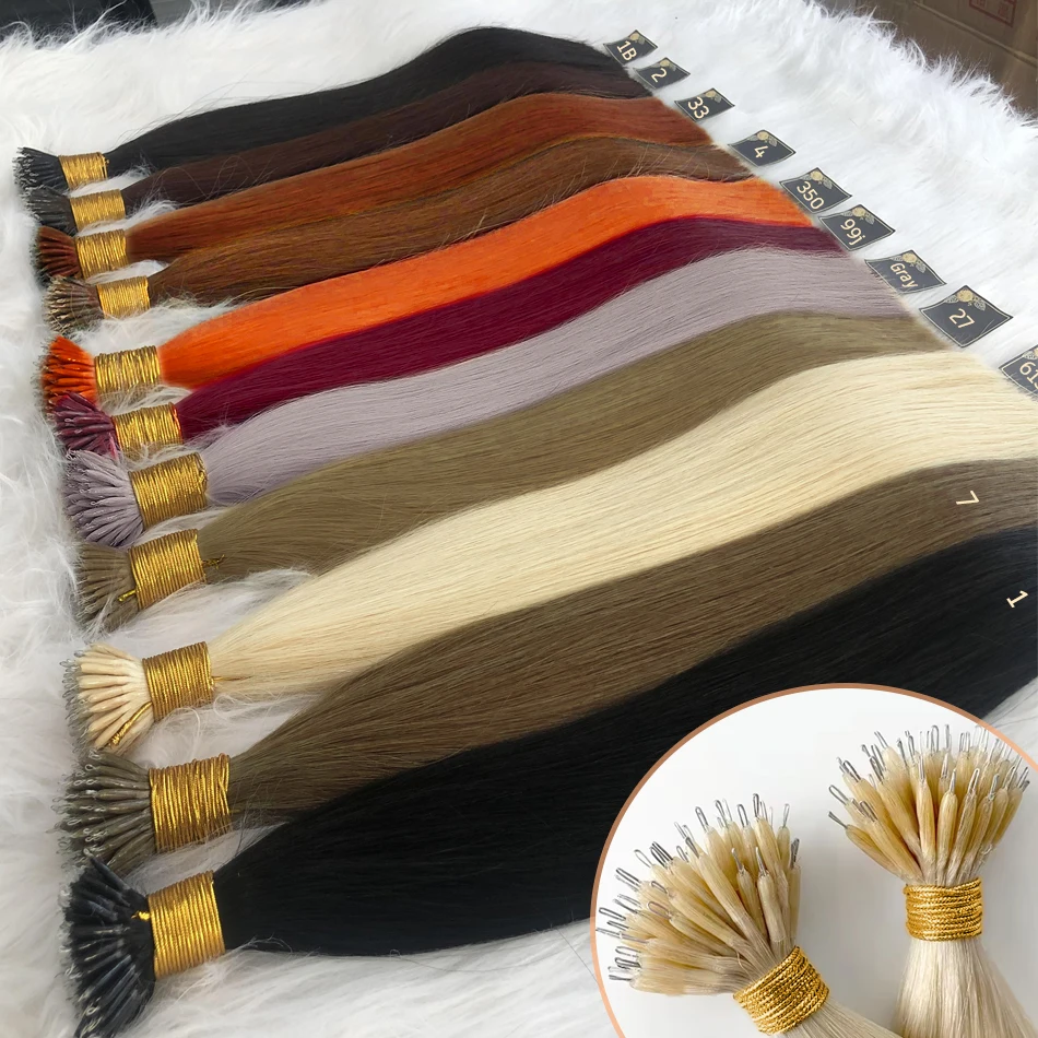 30 Inch Straight Hair Nano Ring Tip Hair 100% Natural Real Human Fusion Durable Extensions Set Keratin Capsule Brown Blonde