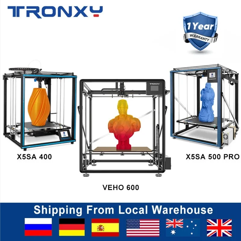 Tronxy-impresora 3D VEHO 600/X5SA serie FDM, máquina de impresión de gran tamaño, alta precisión, mejorada, bricolaje, VEHO 600, Gemini XS