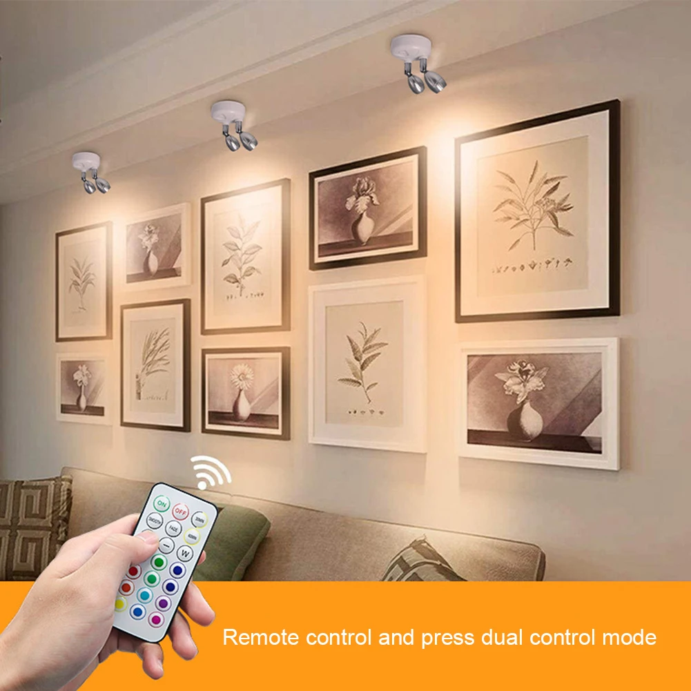 Description Picture 6 of item13 Colours Wireless Spotlight Battery Operated RGB Cabinet Light Light Last Up To 20000H Angle Adjustable for Living Room Closet