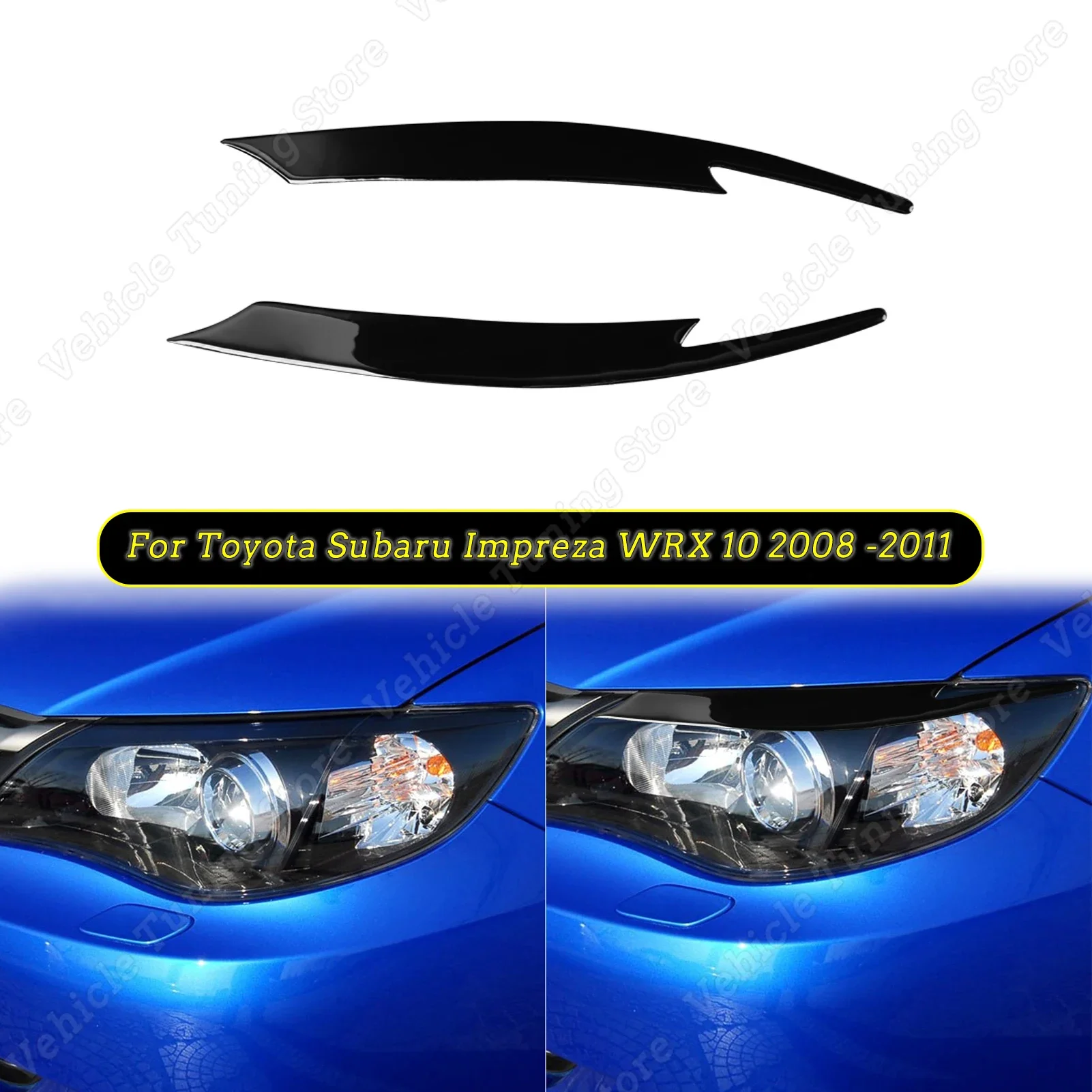 

2pcs Gloss Black Headlight Eyelids Eyebrows For Toyota Subaru Impreza WRX 10 2008 2009 2010 2011 Car Cover Trim Accessories