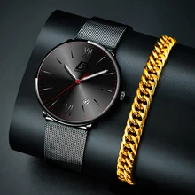 2022 Mens Watches Luxury Gold Bracelets Stainless Steel Mesh Belt Quartz Wrist Watch Men Calendar Luminous Clock часы мужские
