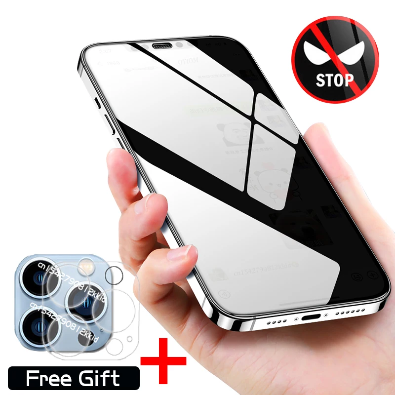 

Anti-Privacy Glass For IPhone 13 12 11 Pro Max Screen Protector For IPhone X XS XR SE2020 8 7 Plus 13 12 Mini Gift Lens Protect