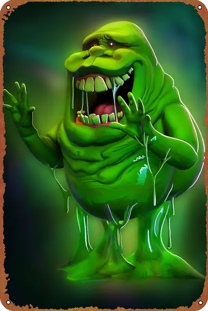 Slimer Ghostbusters Movie Poster Wall Decor Sign - Metal Sign Wall Decor Sign,cave,bar,club,home Wall Art Metal Tin Sign Hallow