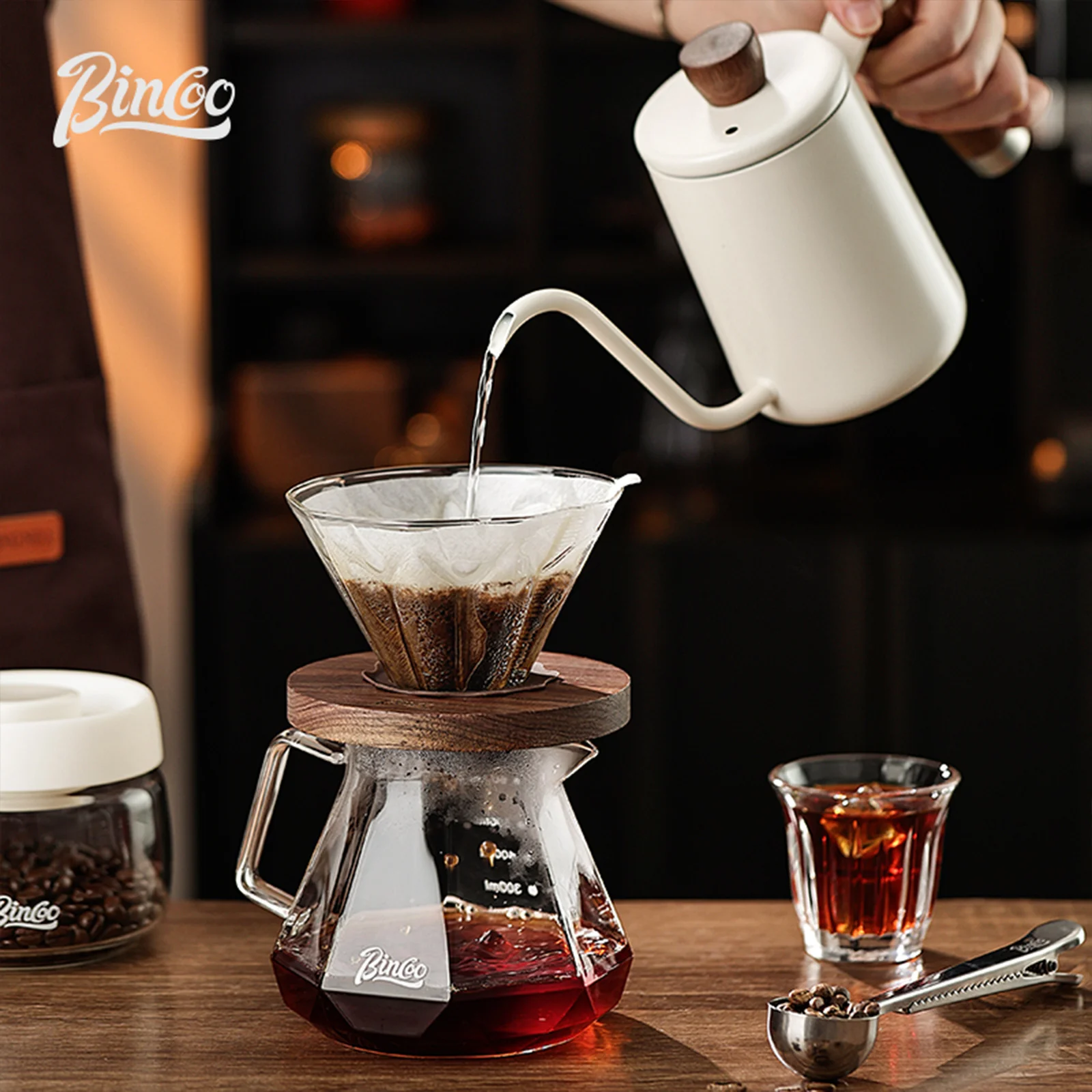 Bincoo 600ml Pour Over Coffee Maker Set - طقم صانع...