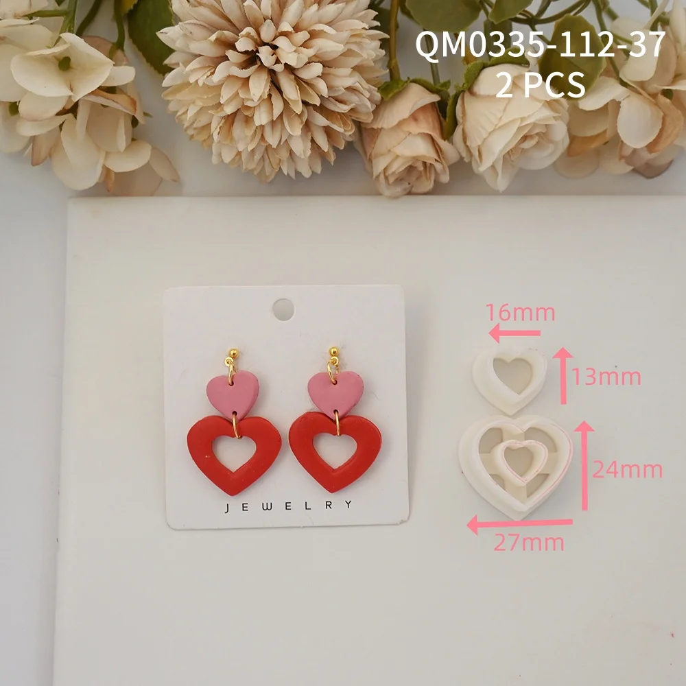 Valentinstag Serie Weiche Polymer Clay Schneider Herzförmige Ohrring Form Hochzeit Party Geschenk Schmuck Machen Liefert Werkzeuge – Detail 9