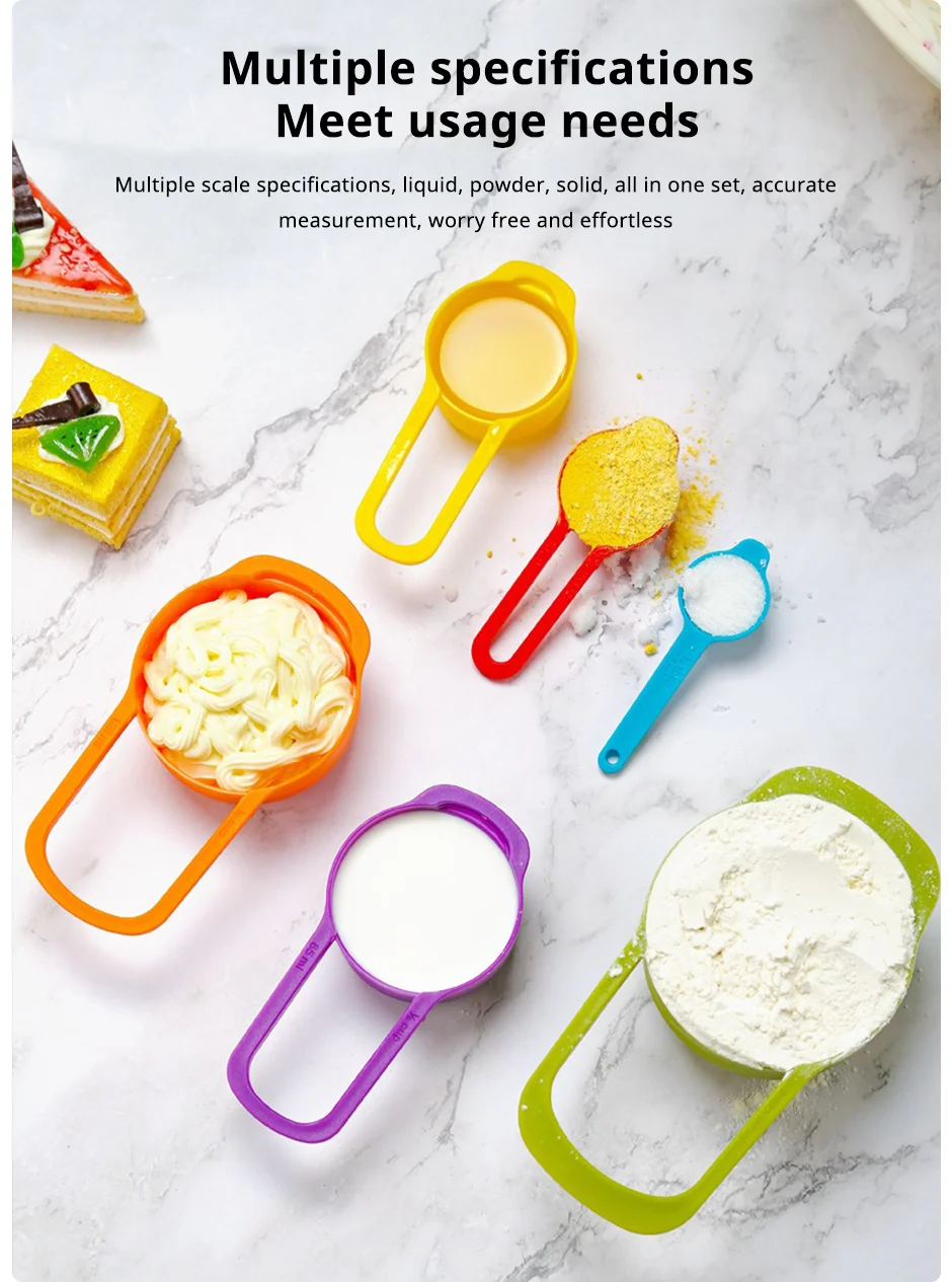 Description Picture 4 of itemRainbow Measuring Cup Colored Plastic Flour Measuring Spoon Scale Measuring Spoon Set Baking Accessories Kitchen Tools