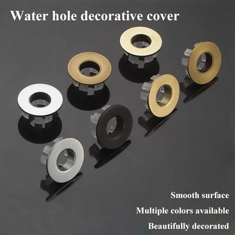 Sink overflow cover Overflow Cover Black Silver Gold Vintage Bronze Brass Bathroom Basin Faucet Sink Six-foot Ring Insert Replacement