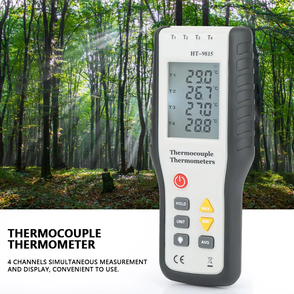Thermocouple Thermometer, HT-9815 4 Channel K-Type Digital Thermocouple
