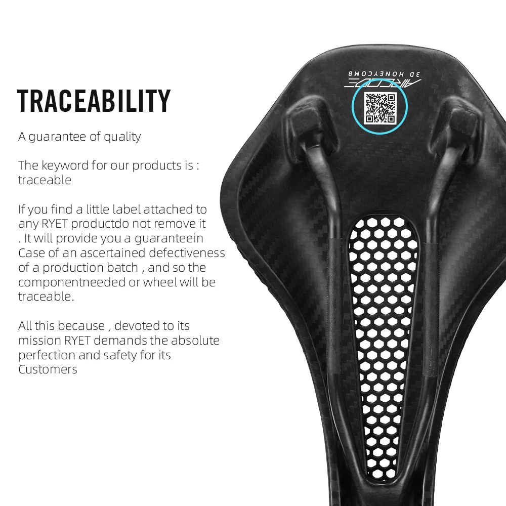 Bicycle Saddle RYET 3D Printed Bike Saddle Carbon Fiber Ultralight Hollow Comfortable Breathable MTB