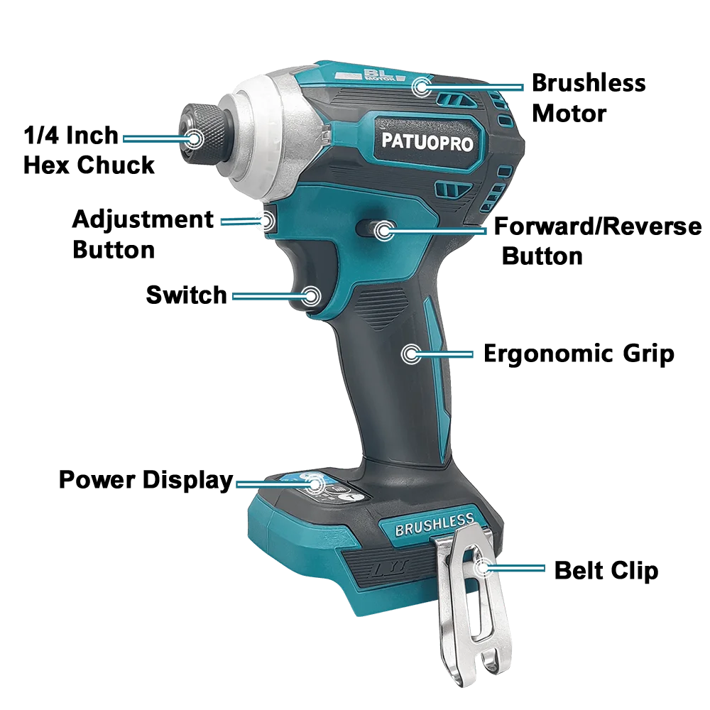 PATUOPRO Cordless Screwdriver 1/4-Inch Brushless