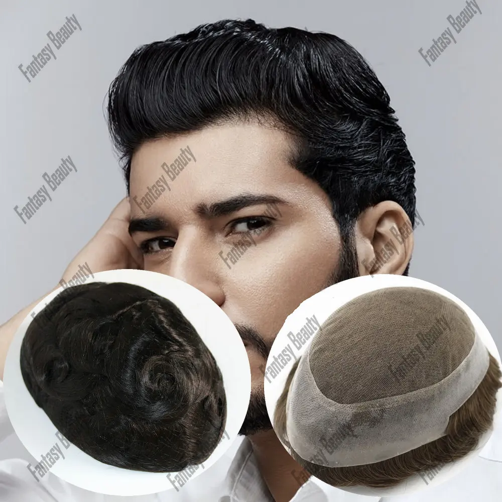 

Australia Breathable Lace PU Base Wig Toupee for Men100%Human Hair Replacement Natural Hairline System Hair Capillary Prosthesis